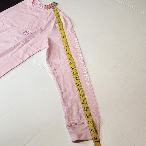 New Vineyard Vines kids sz L / 14 long sleeve whale snowman shirt flamingo pink - Picture 10 of 10